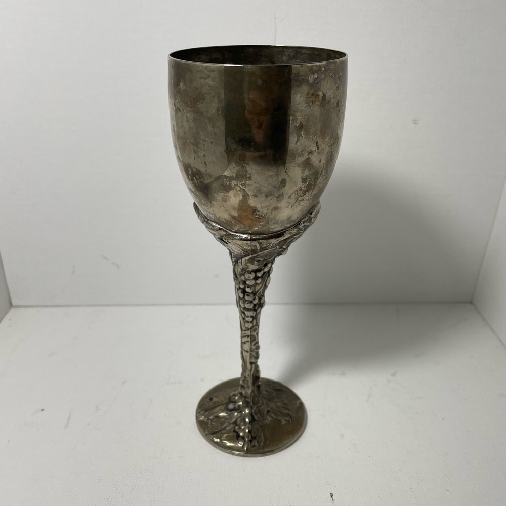 Vintage Godinger Silver Plated Grapevine Stem Goblet
